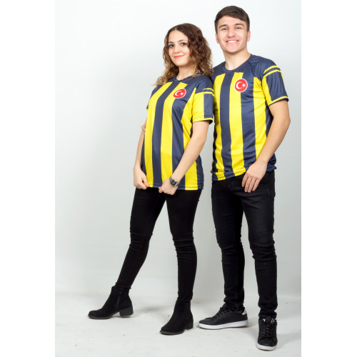 Çiftlere Özel Futbol Forması Kombini - Sarı & Lacivert