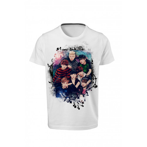 BTS - All Stars - Dijital Baskılı Beyaz Unisex T-Shirt 01