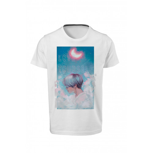 BTS - Jimin - Dijital Baskılı Beyaz Unisex T-Shirt 03