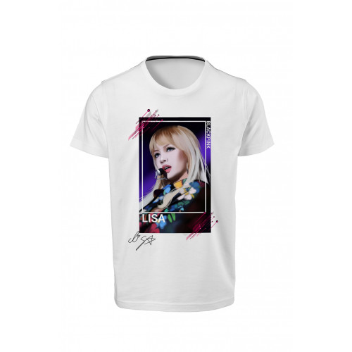 Blackpink - Lisa - Dijital Baskılı Beyaz Unisex T-Shirt 04