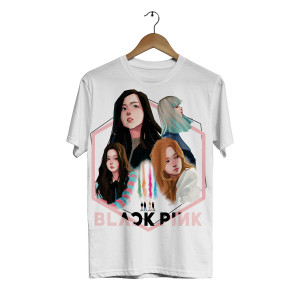 Blackpink - Hexagon - Dijital Baskılı Beyaz Unisex T-Shirt