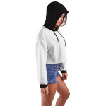 Beyaz Kapüşonlu Crop Top Kadın Sweatshirt
