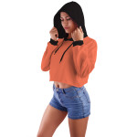 Yavruağzı Kapüşonlu Crop Top Kadın Sweatshirt